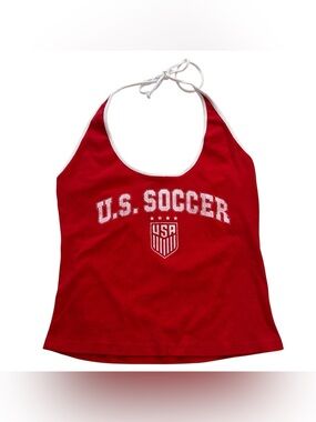 USWNT National Soccer Team USA Red Halter Top Women’s Size XL Built in Shelf Bra